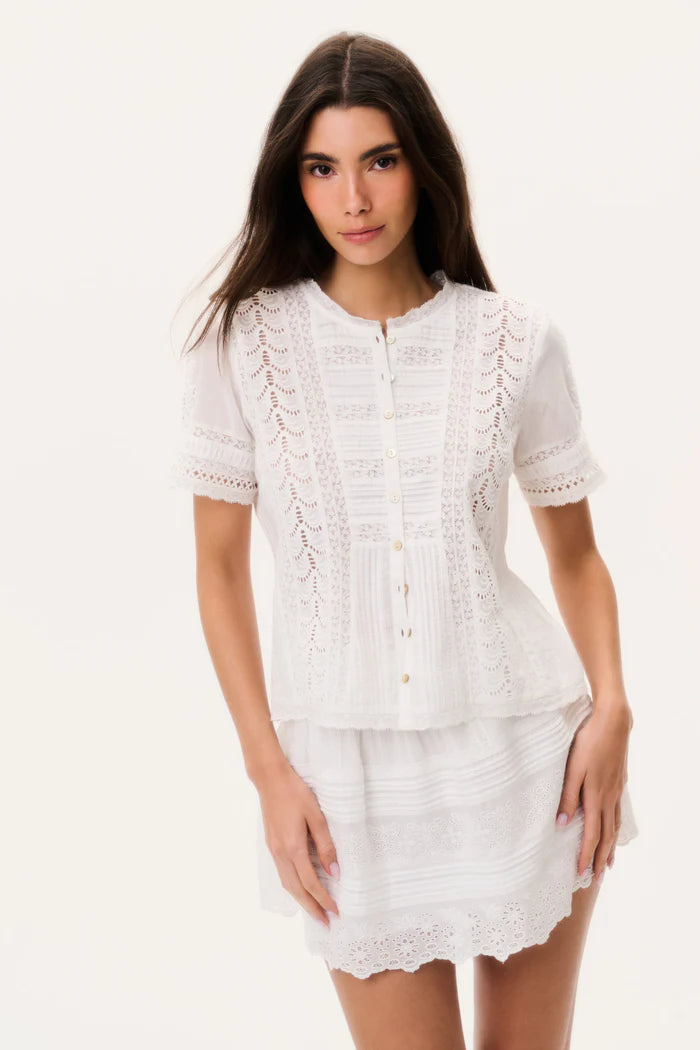 Love Shack Fancy - Ciela top in Optic white