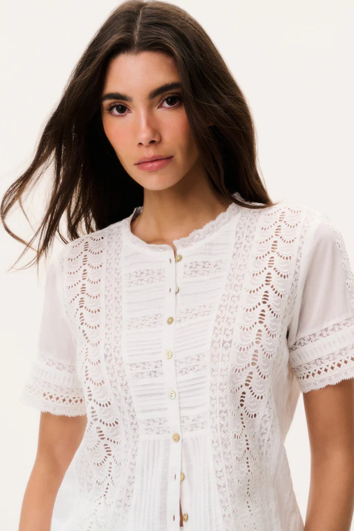 Love Shack Fancy - Ciela top in Optic white