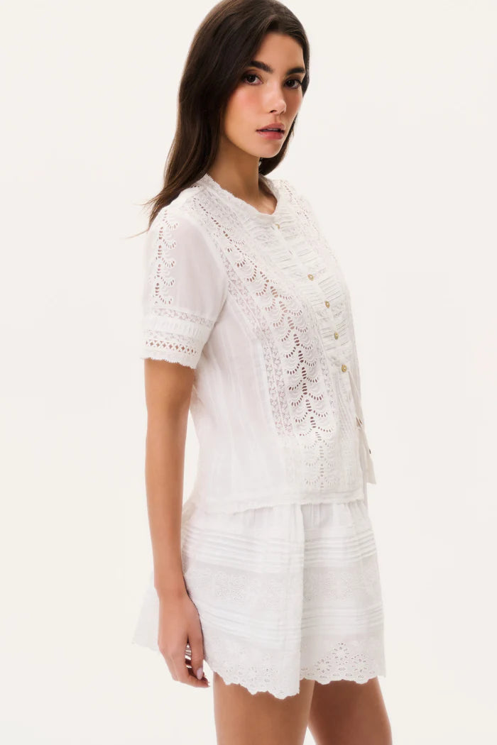 Love Shack Fancy - Ciela top in Optic white