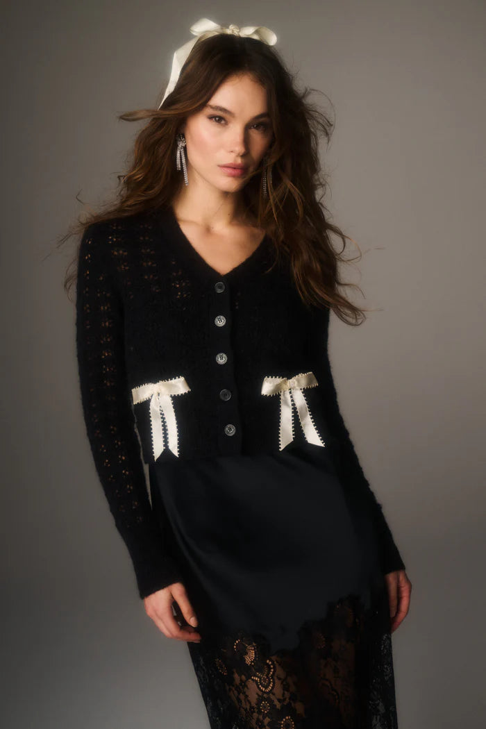 Love Shack Fancy - Lily Cardigan in Midnight Ice