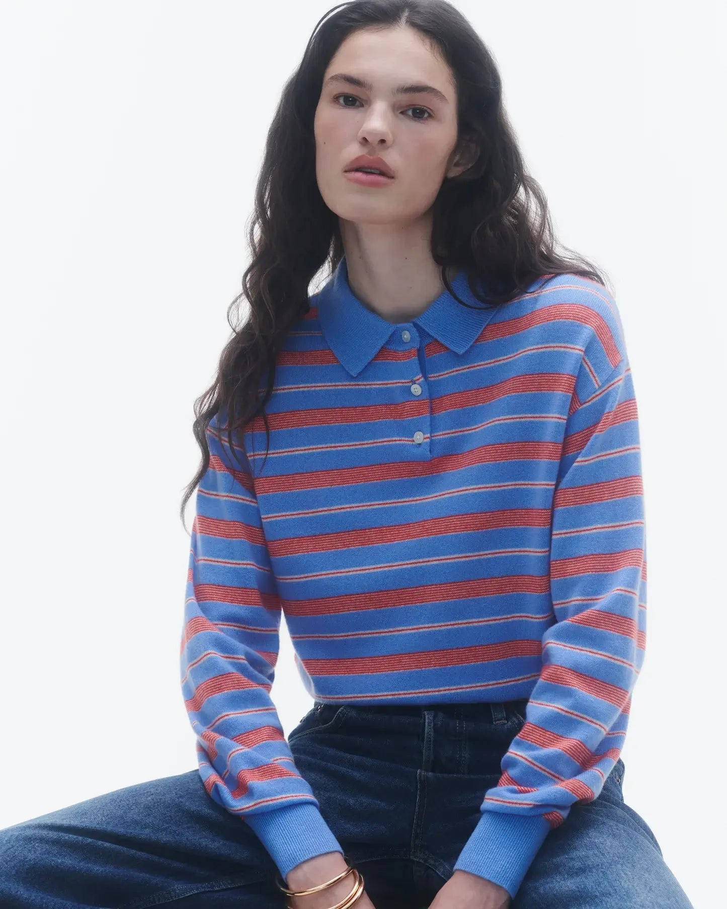 Guest in Residence - Collegiate Stripe Polo in French Blue Combo