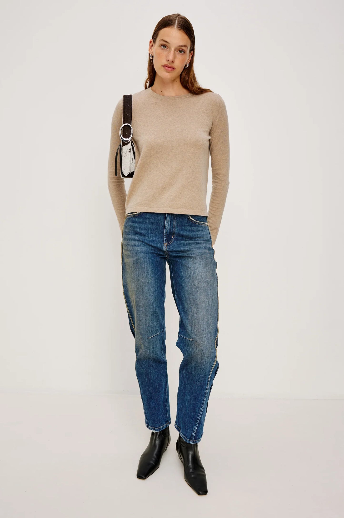 Rails - Cotton cashmere long sleeve t-shirt in Heather Oat