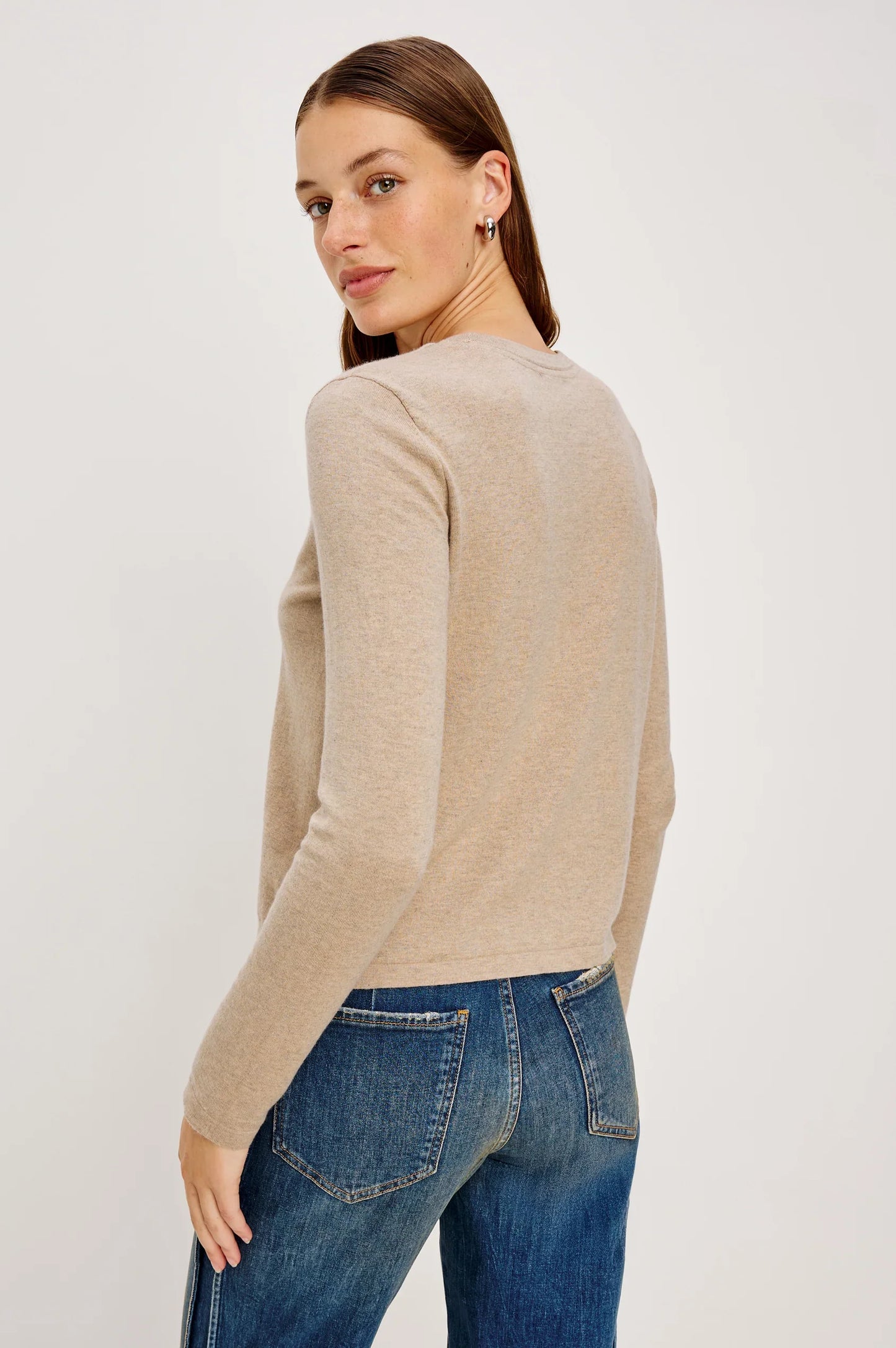 Rails - Cotton cashmere long sleeve t-shirt in Heather Oat
