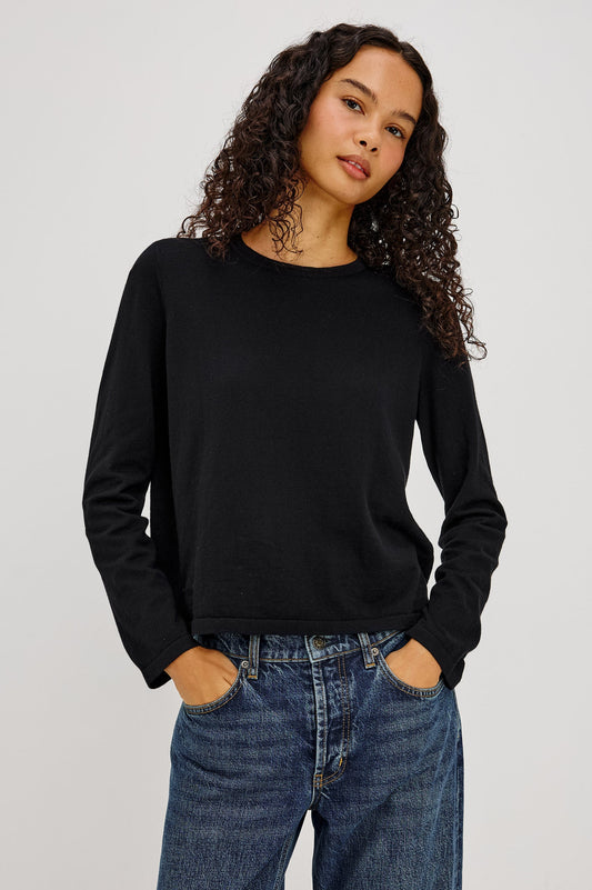 Rails - Cotton cashmere long sleeve t-shirt in black