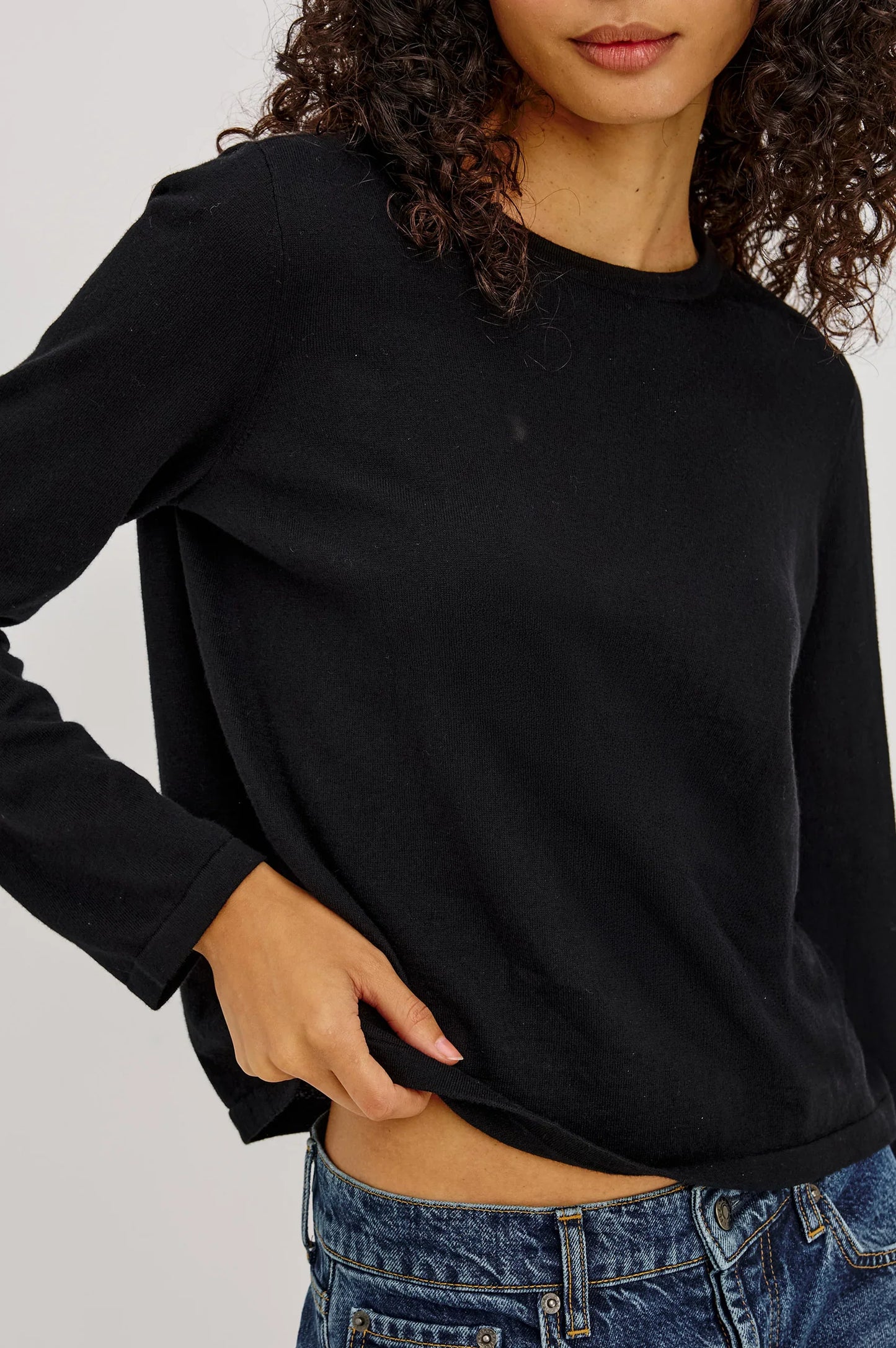 Rails - Cotton cashmere long sleeve t-shirt in black