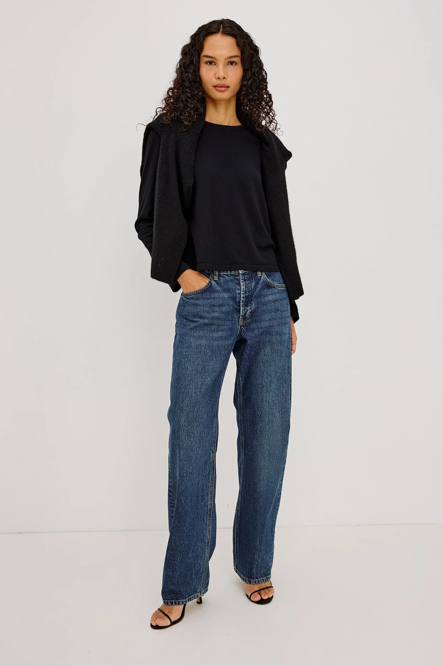 Rails - Cotton cashmere long sleeve t-shirt in black