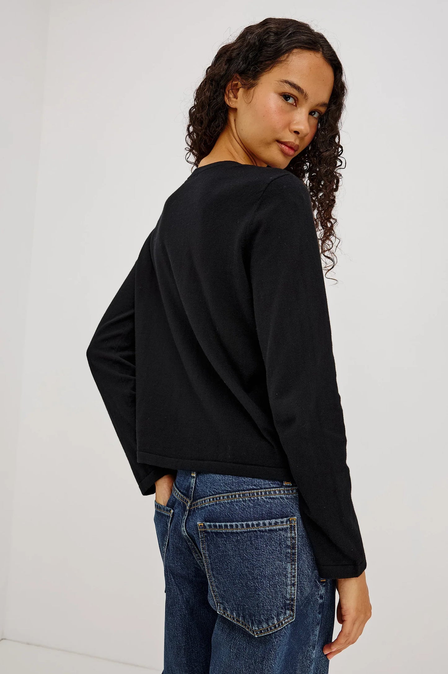 Rails - Cotton cashmere long sleeve t-shirt in black