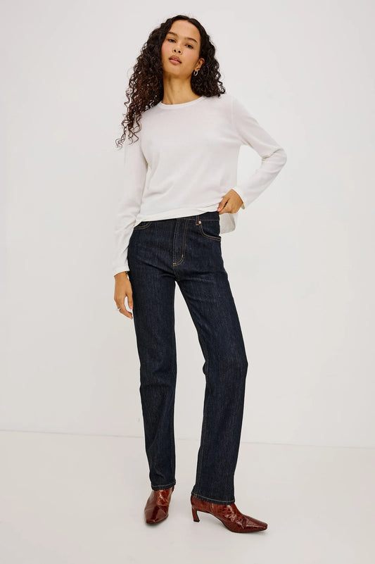 Rails - Cotton cashmere long sleeve t-shirt in white