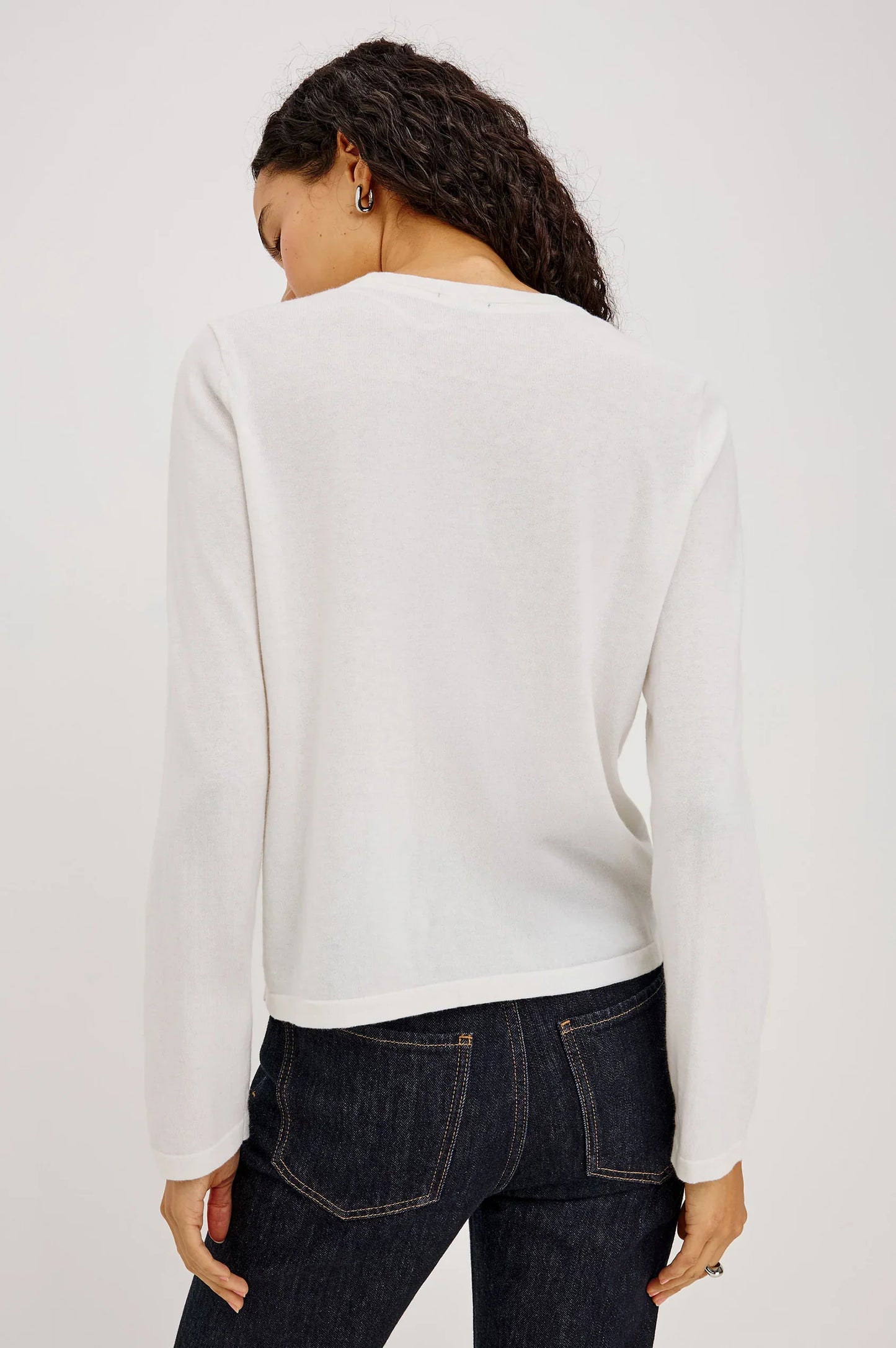 Rails - Cotton cashmere long sleeve t-shirt in white