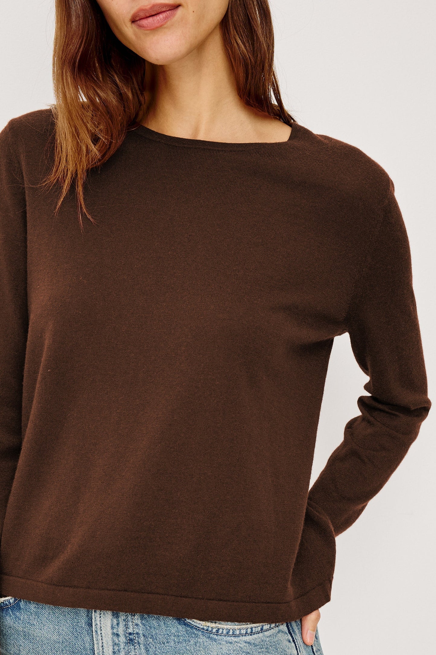 Rails - Cotton cashmere long sleeve t-shirt in Espresso
