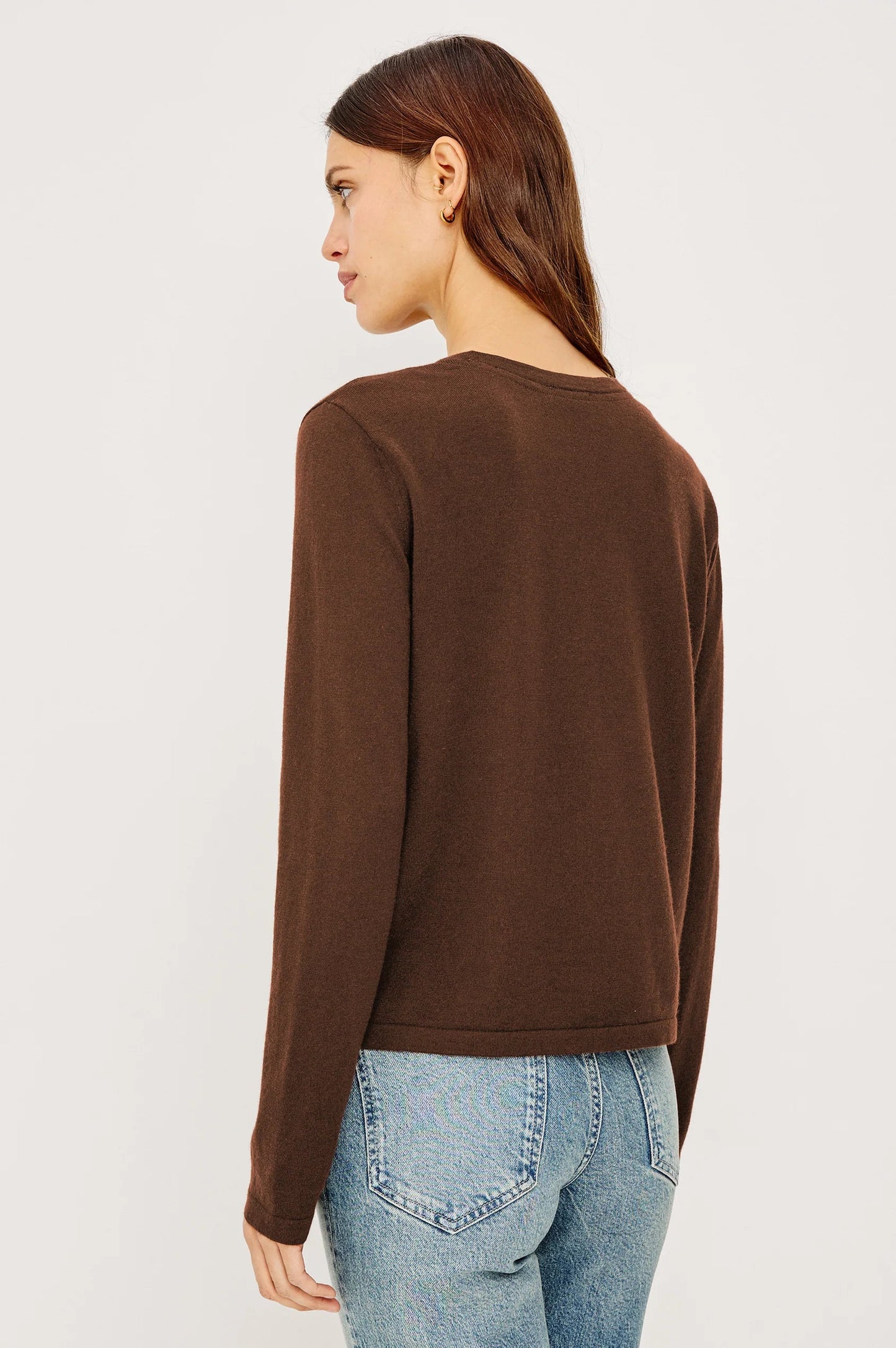 Rails - Cotton cashmere long sleeve t-shirt in Espresso