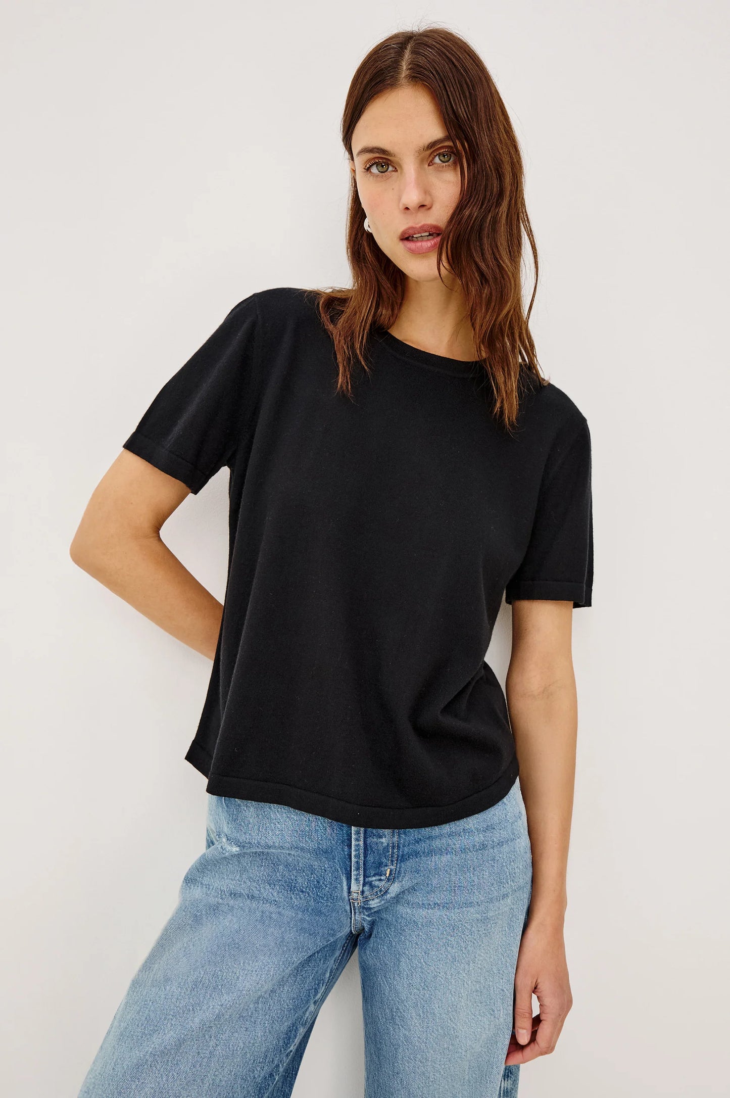 Rails - Cotton cashmere t-shirt in Black