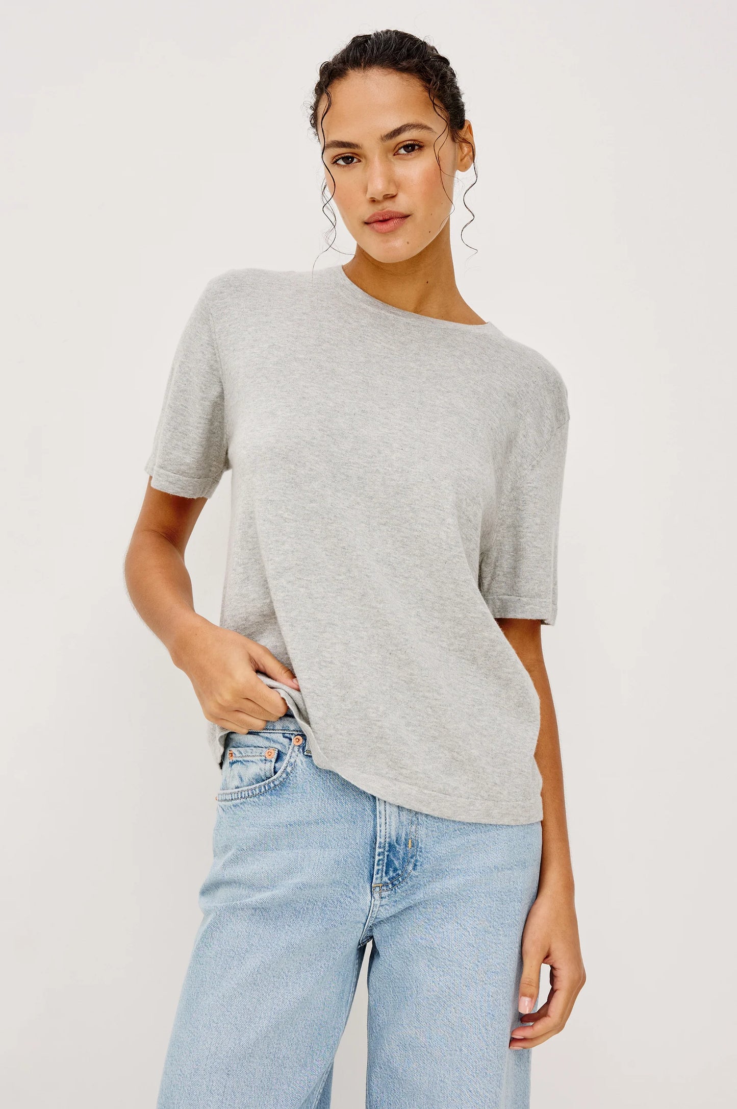 Rails - Cotton cashmere t-shirt Heather Grey