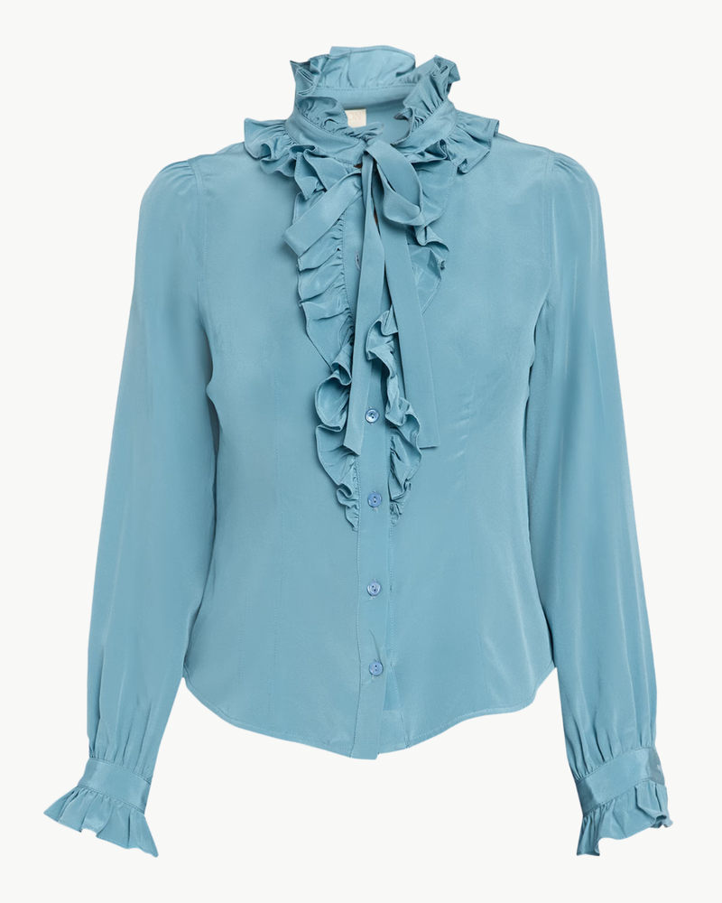 Ulla Johnson - Catroux long sleeve silk blouse in heron