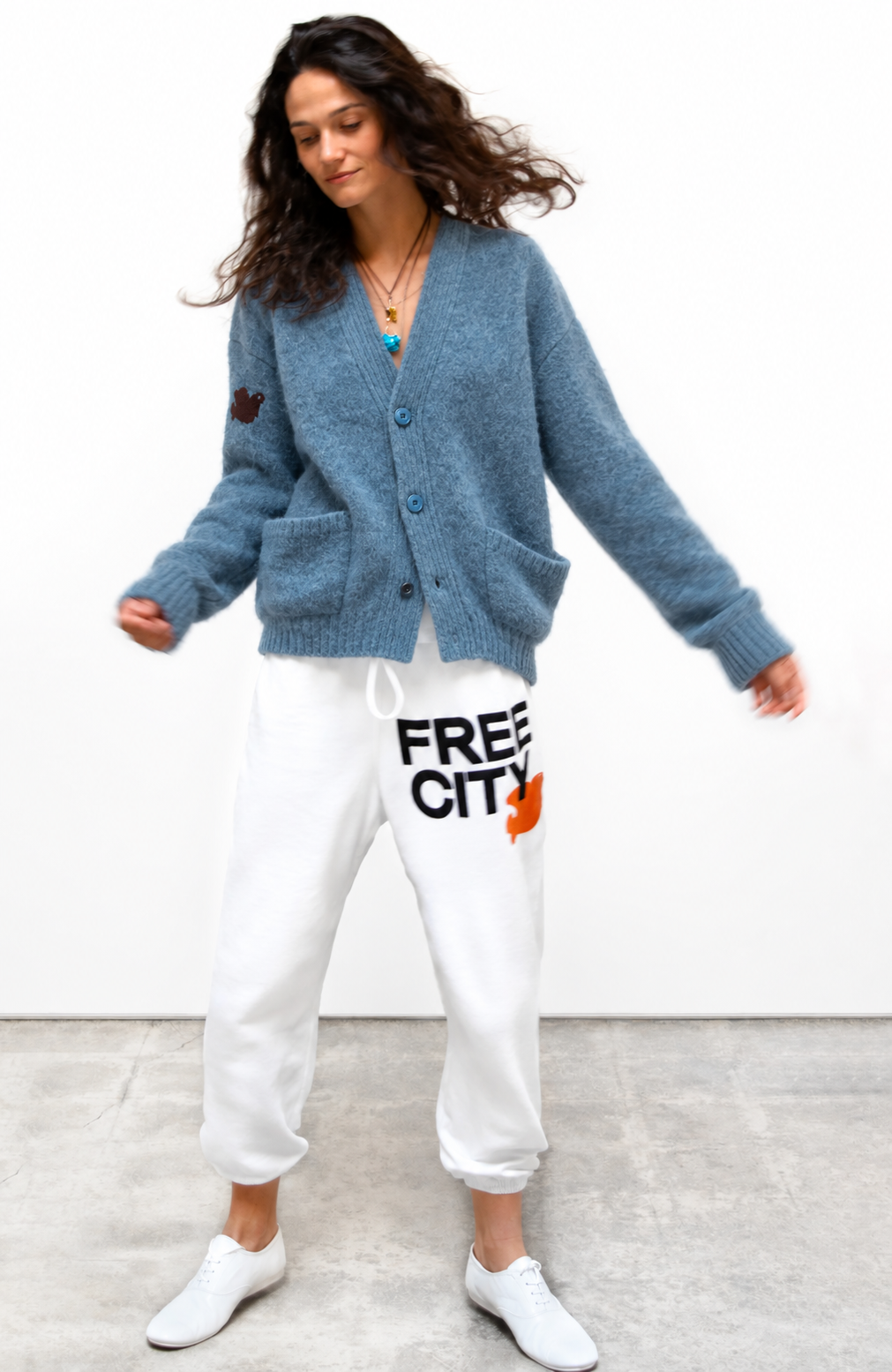 Freecity - Superyumm Norwegian wool pocket cardigan in norwegian blue