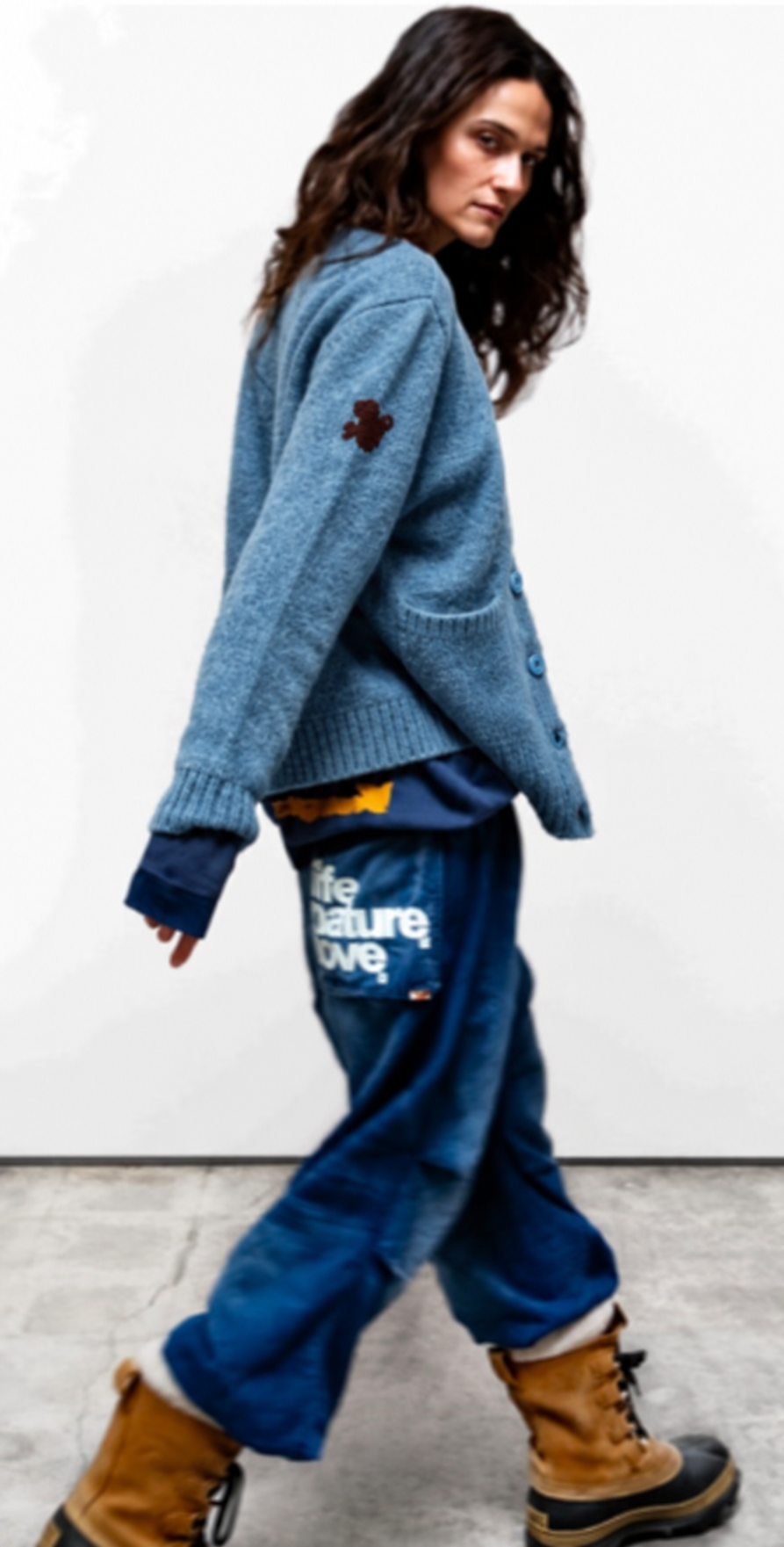 Freecity - Superyumm Norwegian wool pocket cardigan in norwegian blue