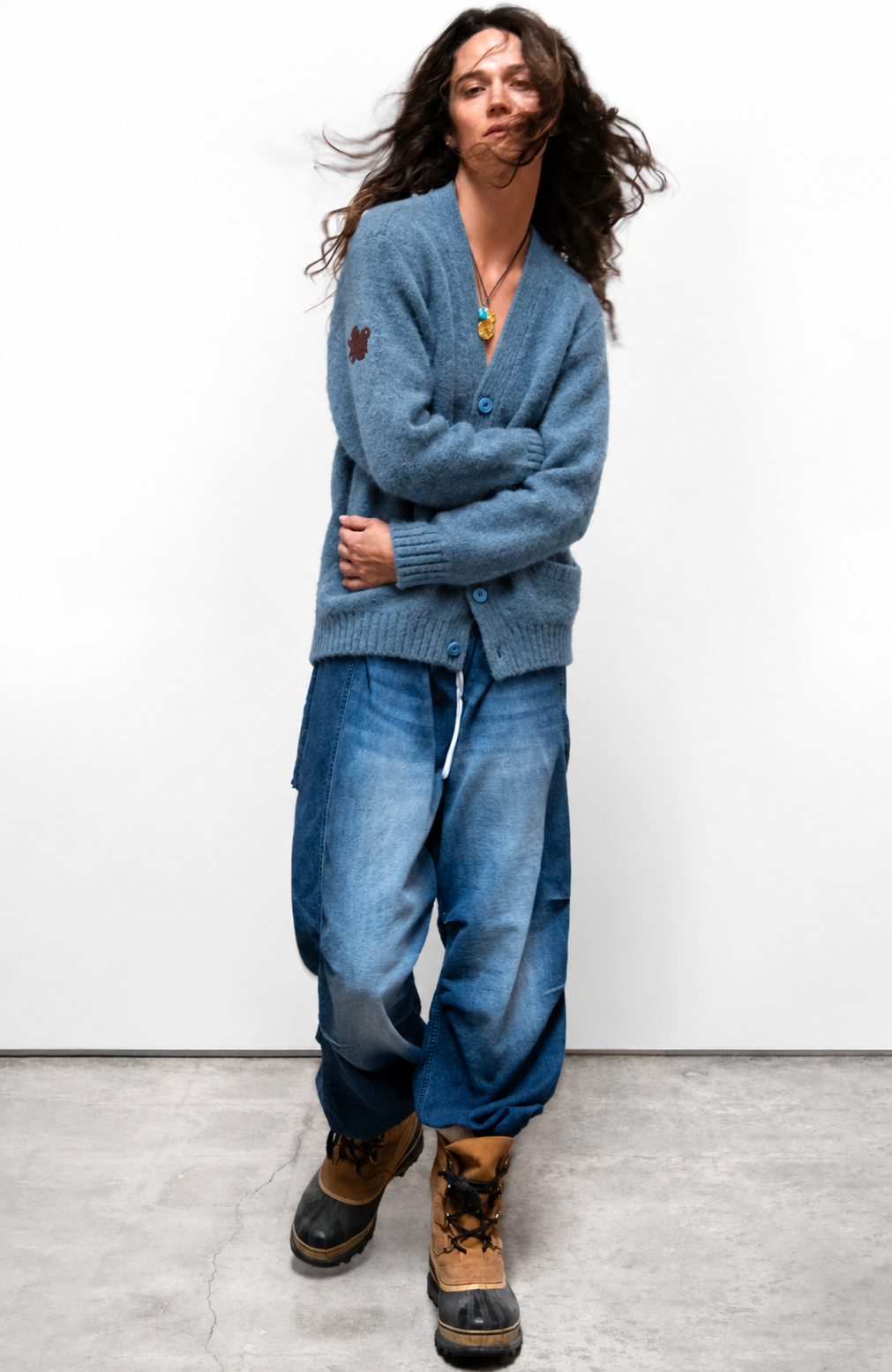 Freecity - Superyumm Norwegian wool pocket cardigan in norwegian blue