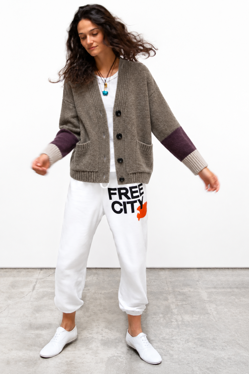 Freecity - cashmere lux cardigan in twigs mix up