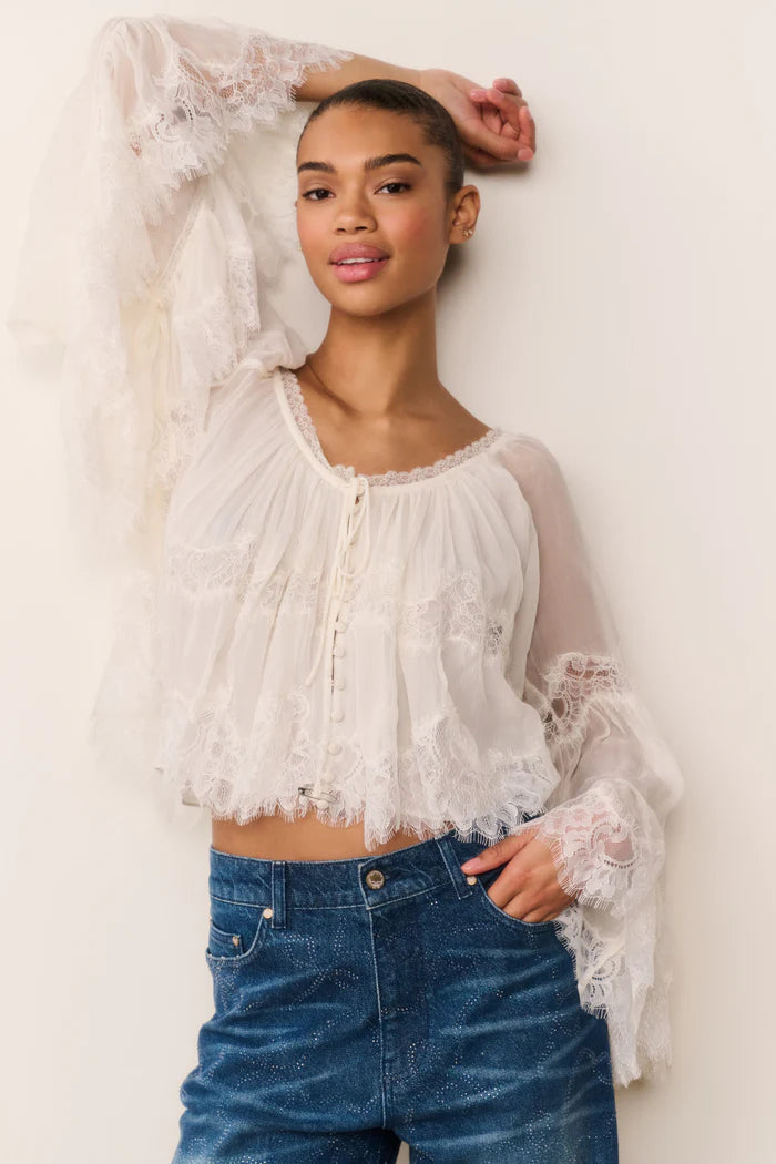 Love Shack Fancy - Darline top in ivory