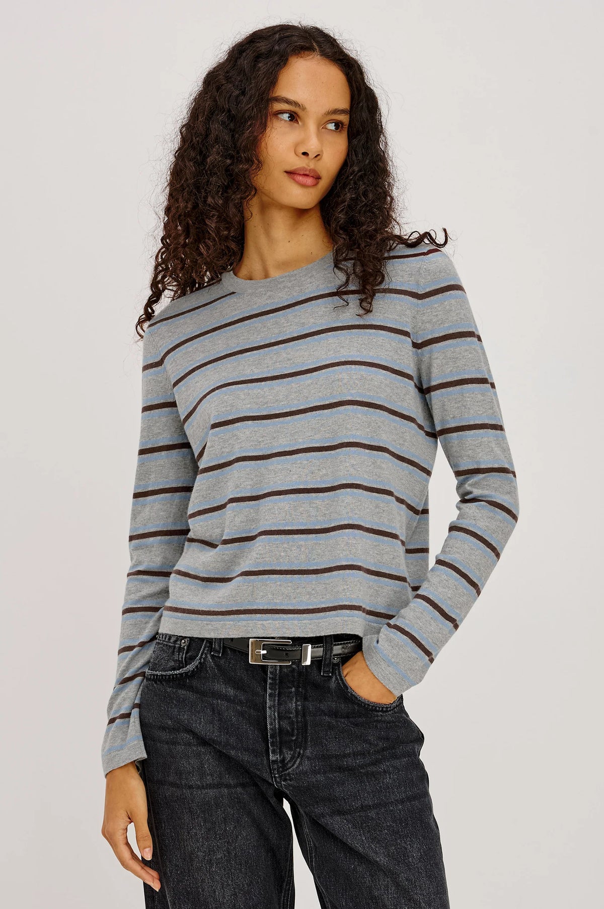 Rails - Davie cotton cashmere long sleeve tee in heather sky
