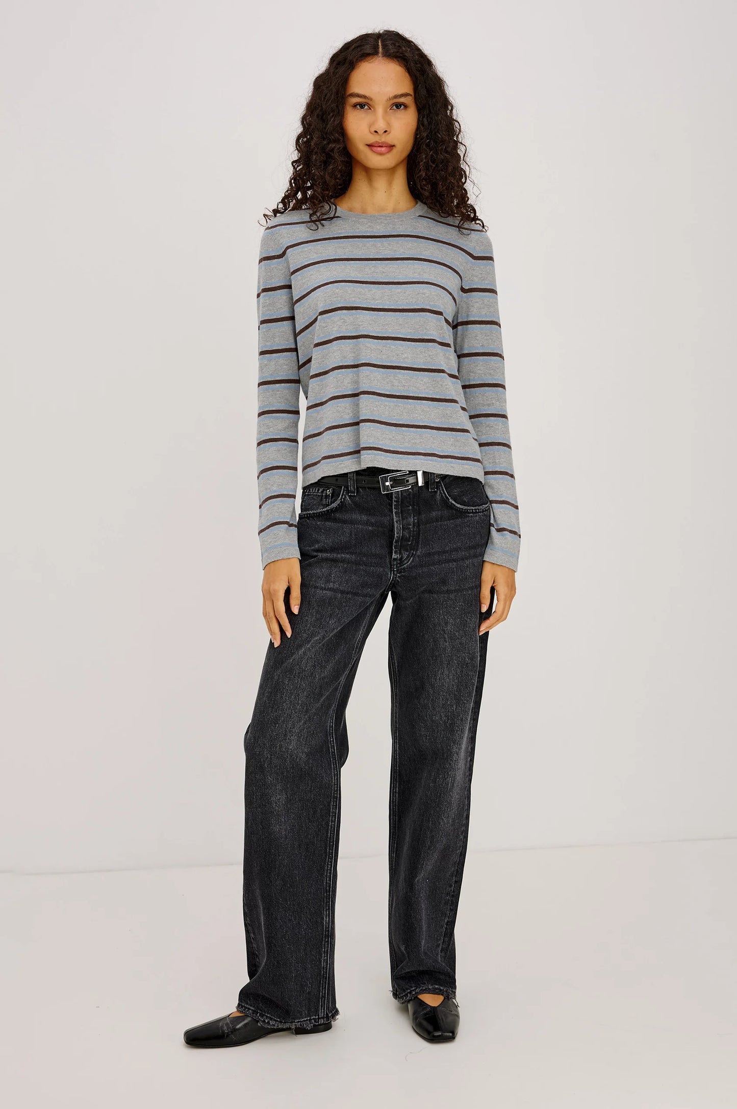 Rails - Davie cotton cashmere long sleeve tee in heather sky
