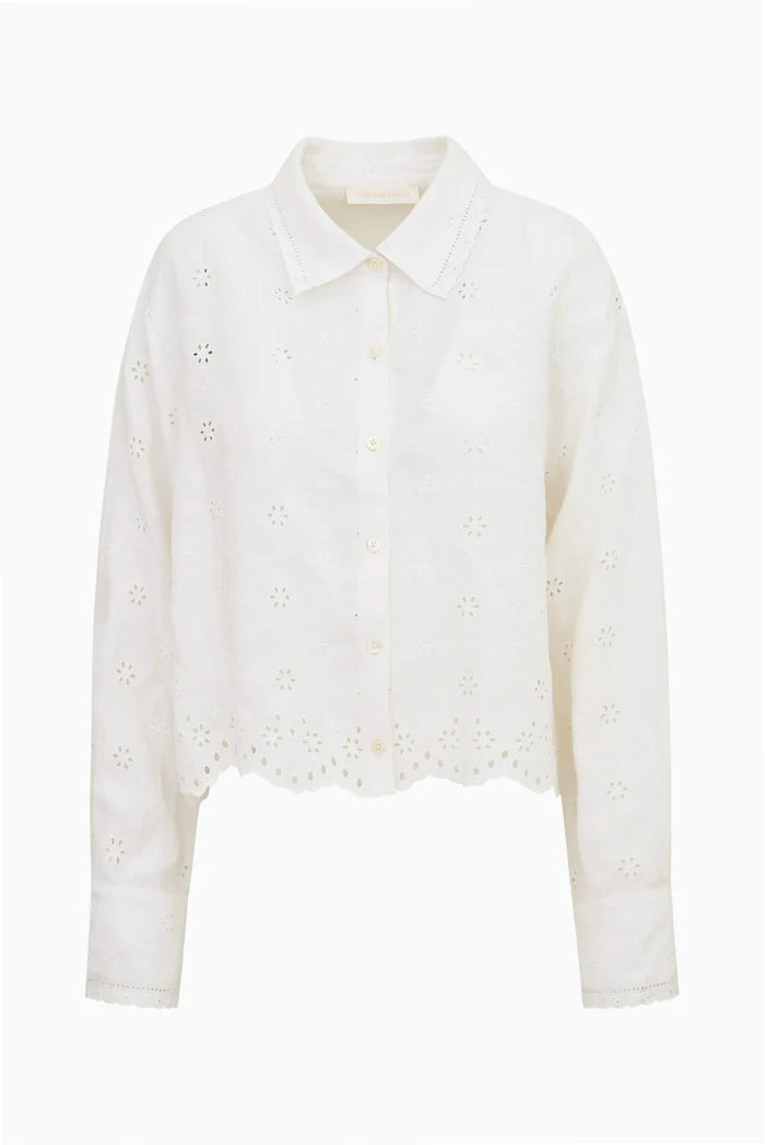 Love Shack Fancy - Delano Top in Optic White