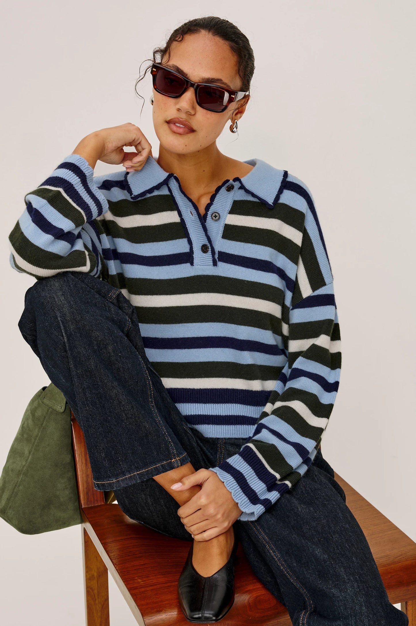 Rails - Delora Sweater in sky forest stripe