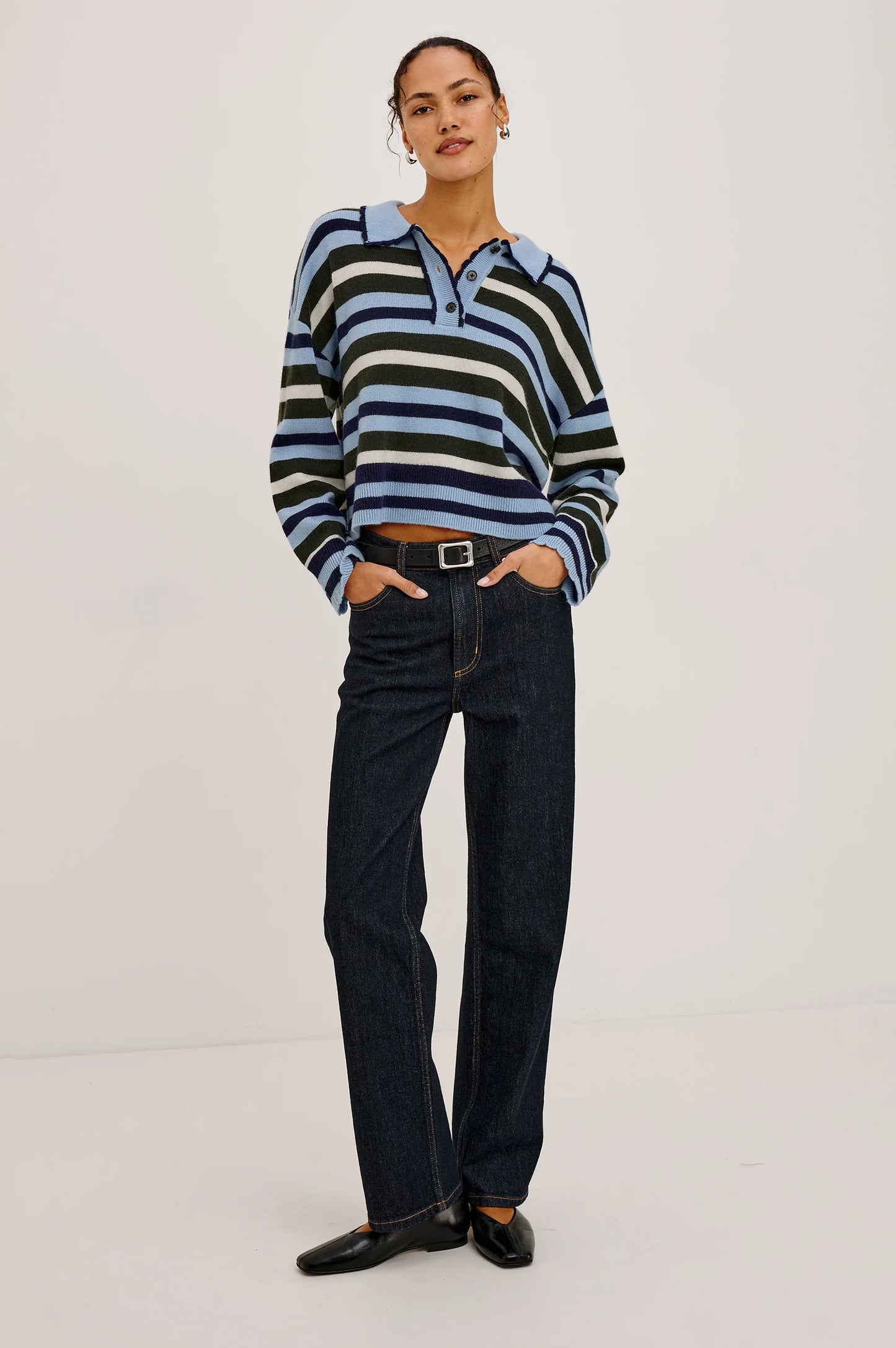 Rails - Delora Sweater in sky forest stripe