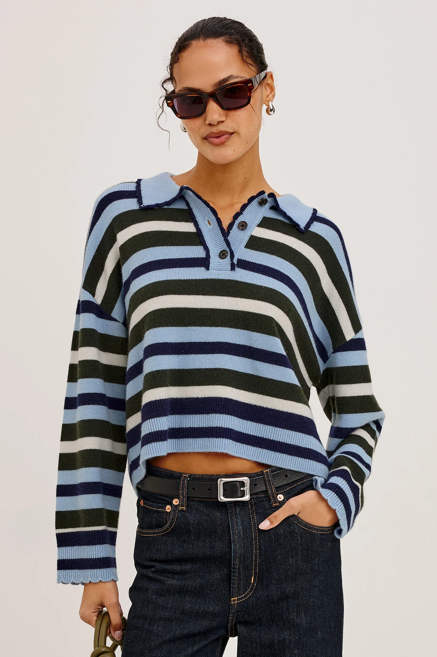 Rails - Delora Sweater in sky forest stripe