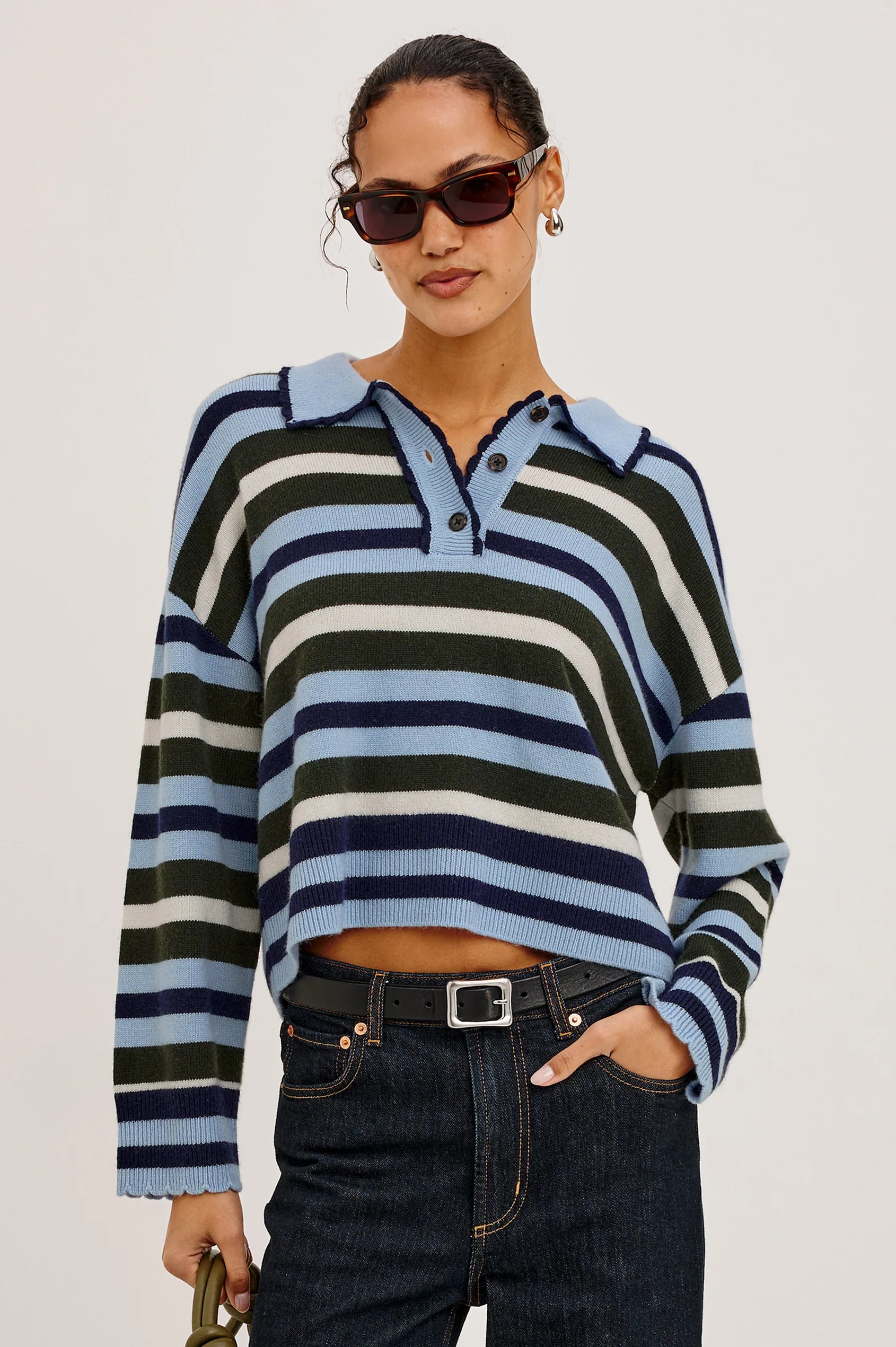Rails - Delora Sweater in sky forest stripe