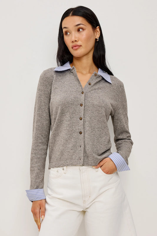 Rails - Eryn Top in Heather grey poplin mix