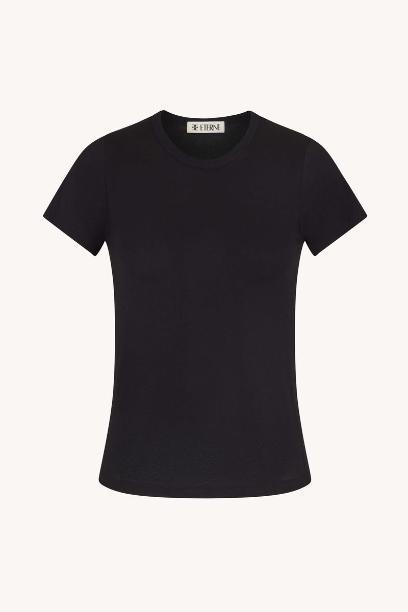 Eterne - Fitted Crewneck short Sleeve T-Shirt in Black