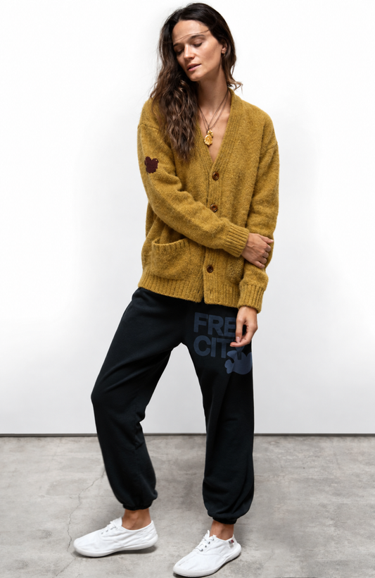 Freecity - Superyumm Norwegian wool pocket cardigan in norwegian golden