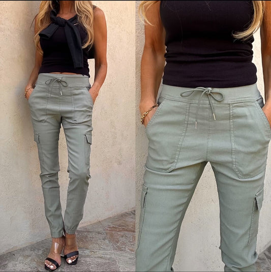 Bevy Flog - Gaya Cargo Pants in Green Stripe