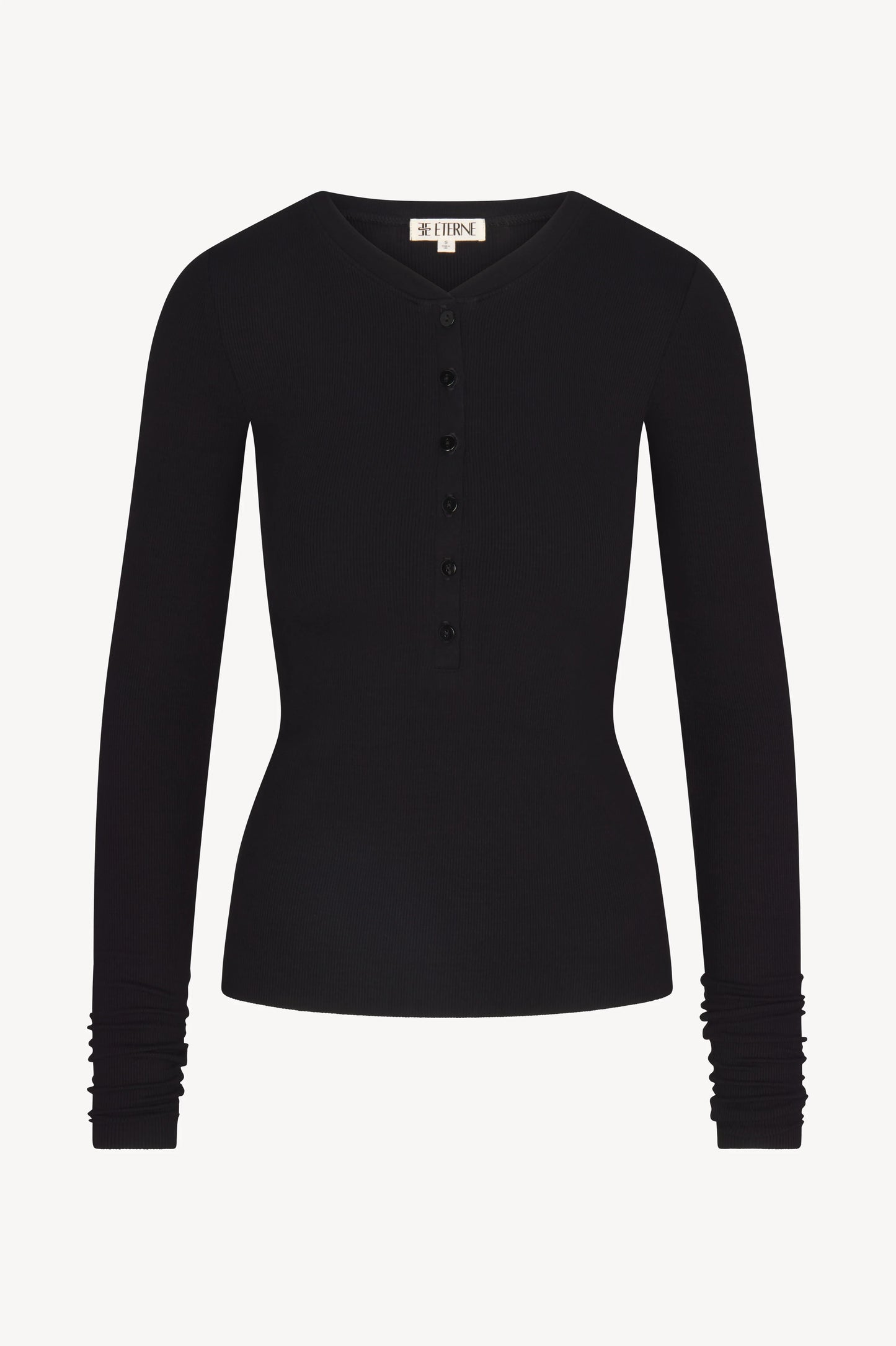 Eterne - Long Sleeve Henley in Black