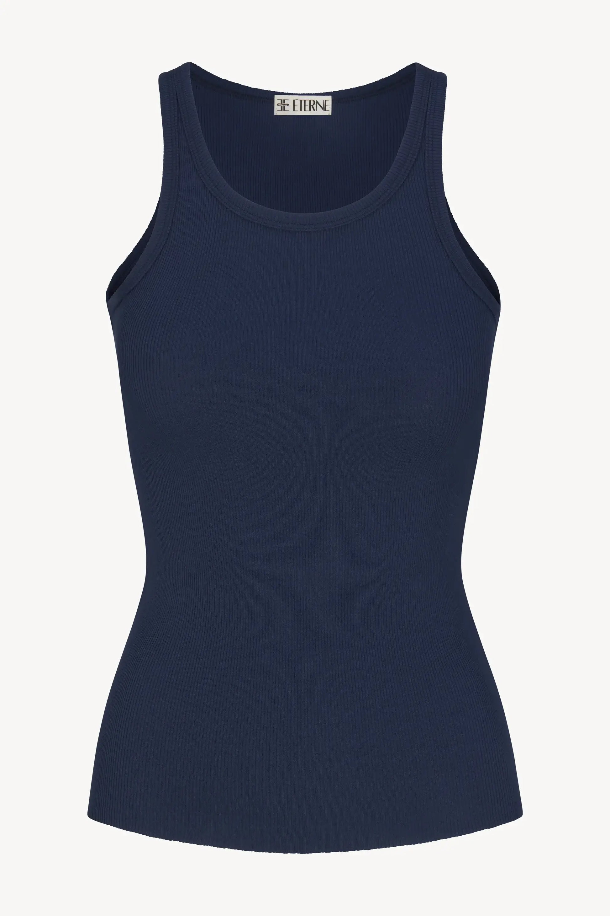 Eterne - High Neck Fitted Tank in Navy