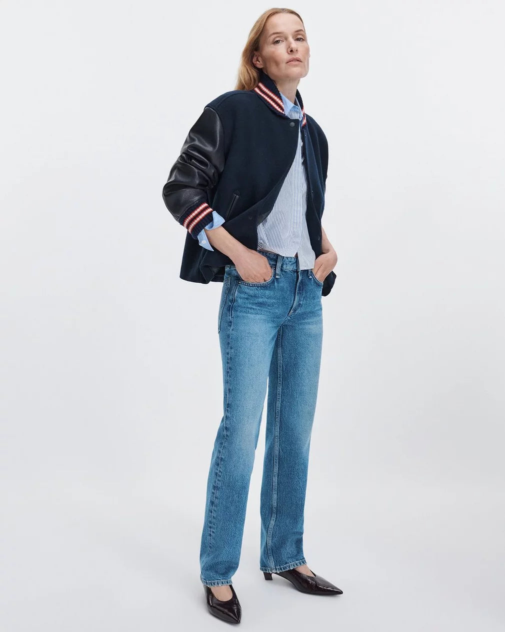 Rag & Bone - Harlow Straight Jean Low-Rise in Rigid Denim in Candice