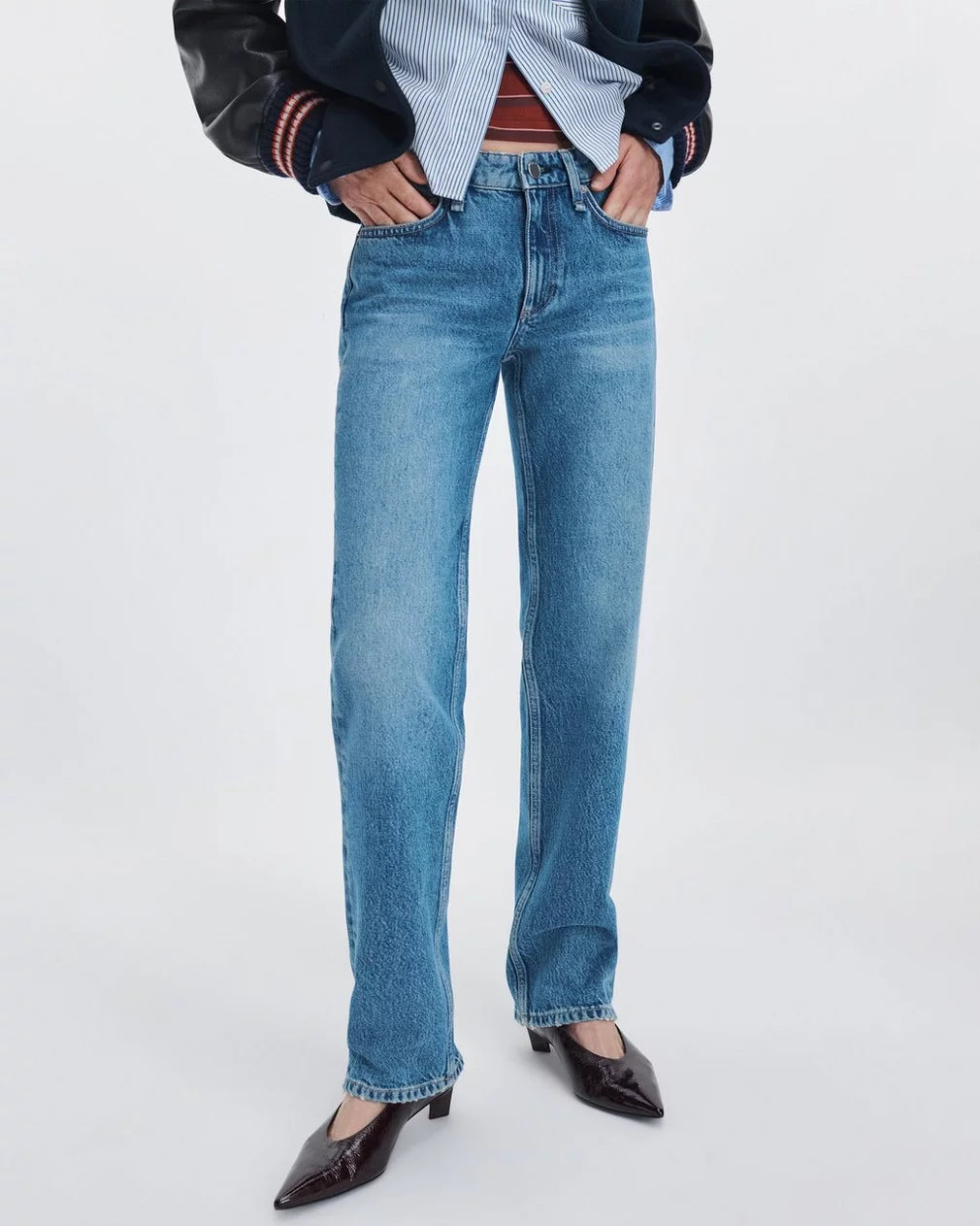 Rag & Bone - Harlow Straight Jean Low-Rise in Rigid Denim in Candice
