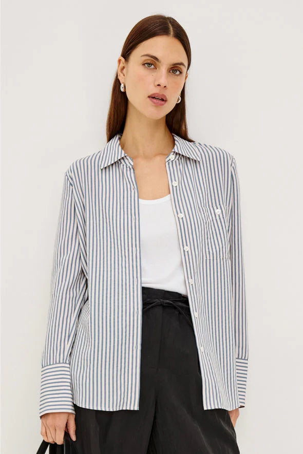 Rails - Beck top in ivory steel blue stripe