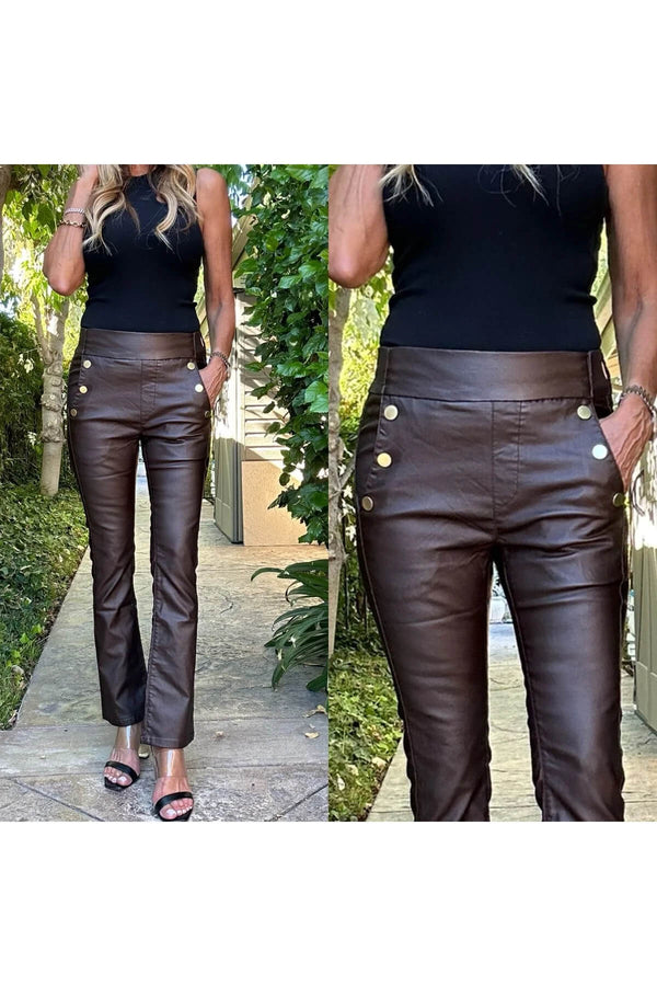 Bevy Flog - Sofia Cropped pant in Brown Vegan