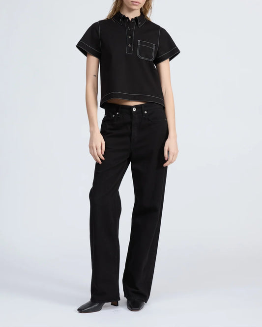 Rag & Bone - Irina Contrast Stitch Polo in black