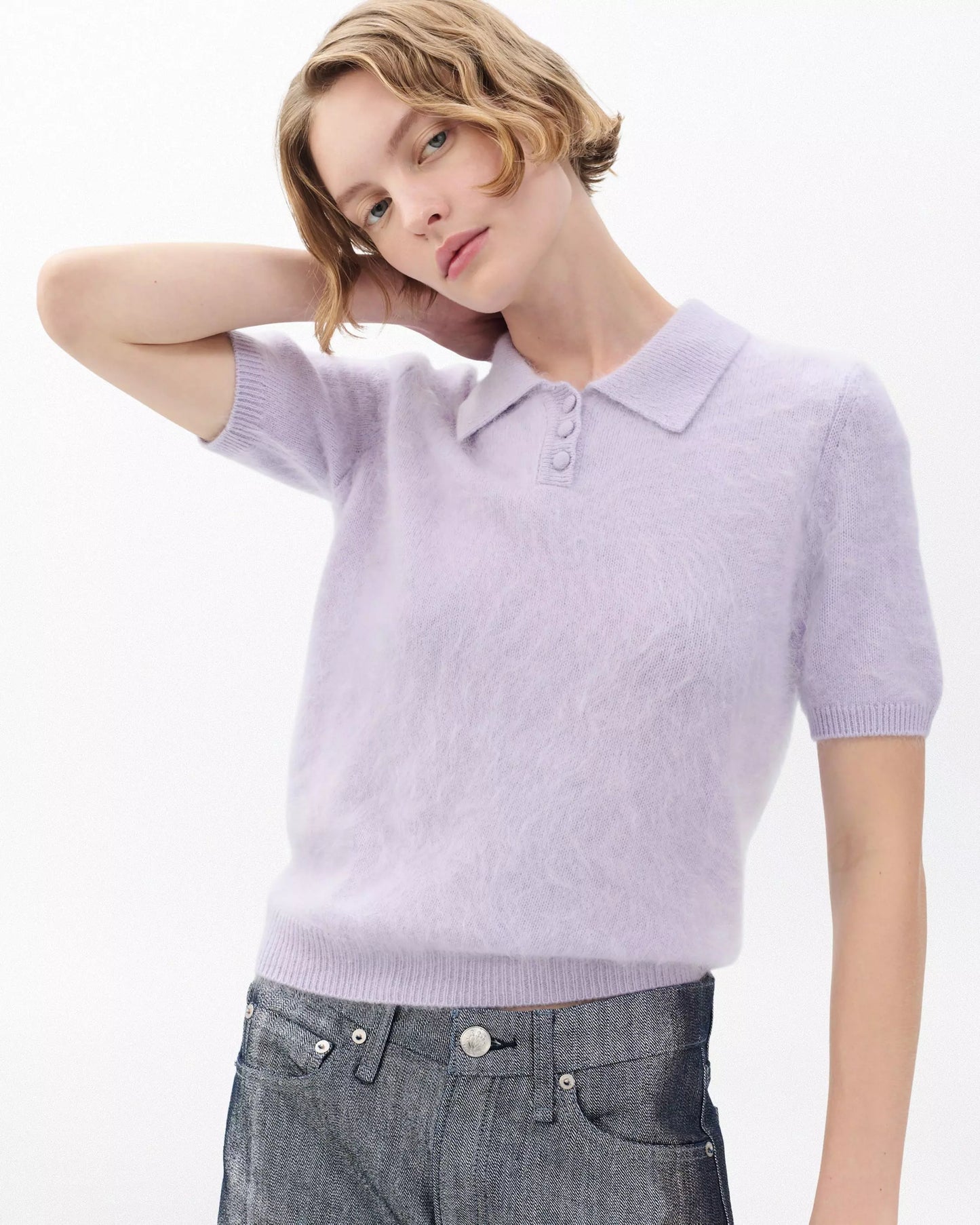 Rag & Bone - Jada Brushed Cashmere Polo in Lavender