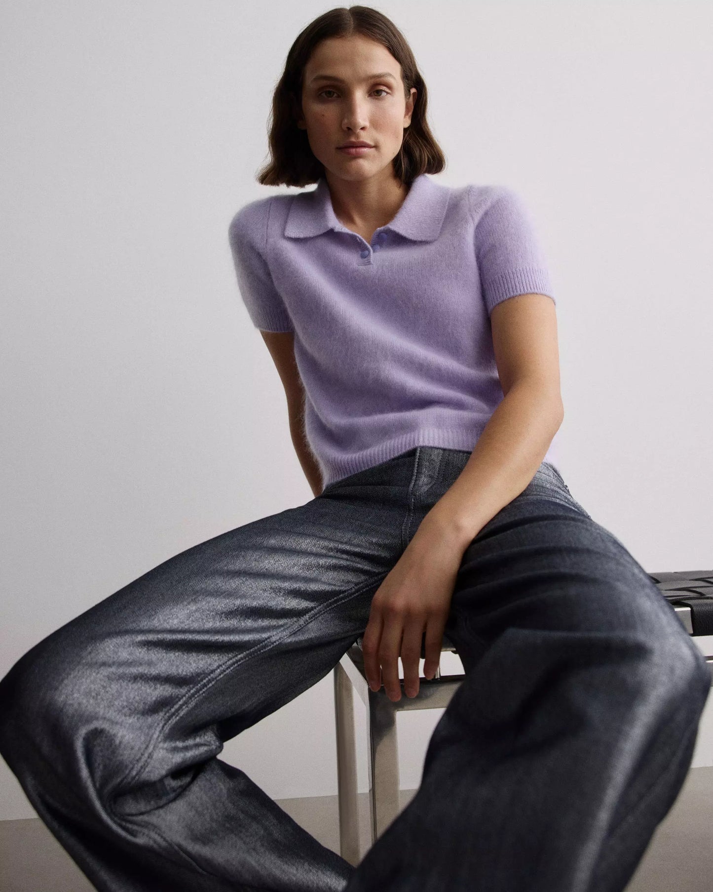 Rag & Bone - Jada Brushed Cashmere Polo in Lavender
