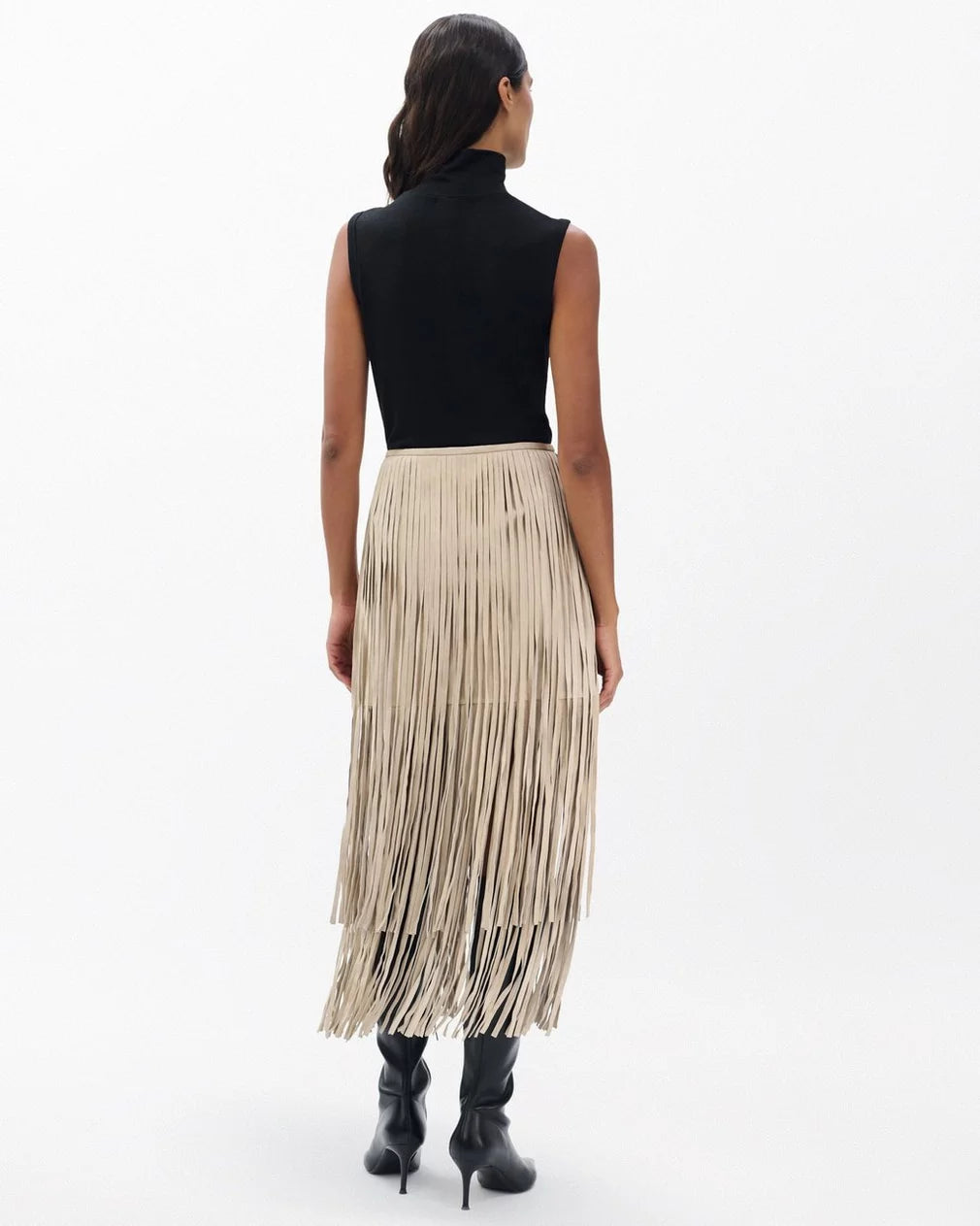 Rag & Bone - Jasmine Fringed suede Skirt in stone