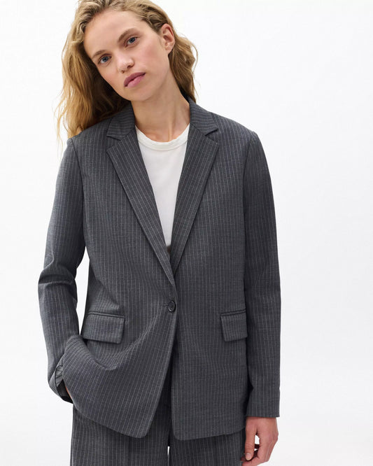Rag & Bone - Jennifer Striped Two-in-One Blazer in grey stripe