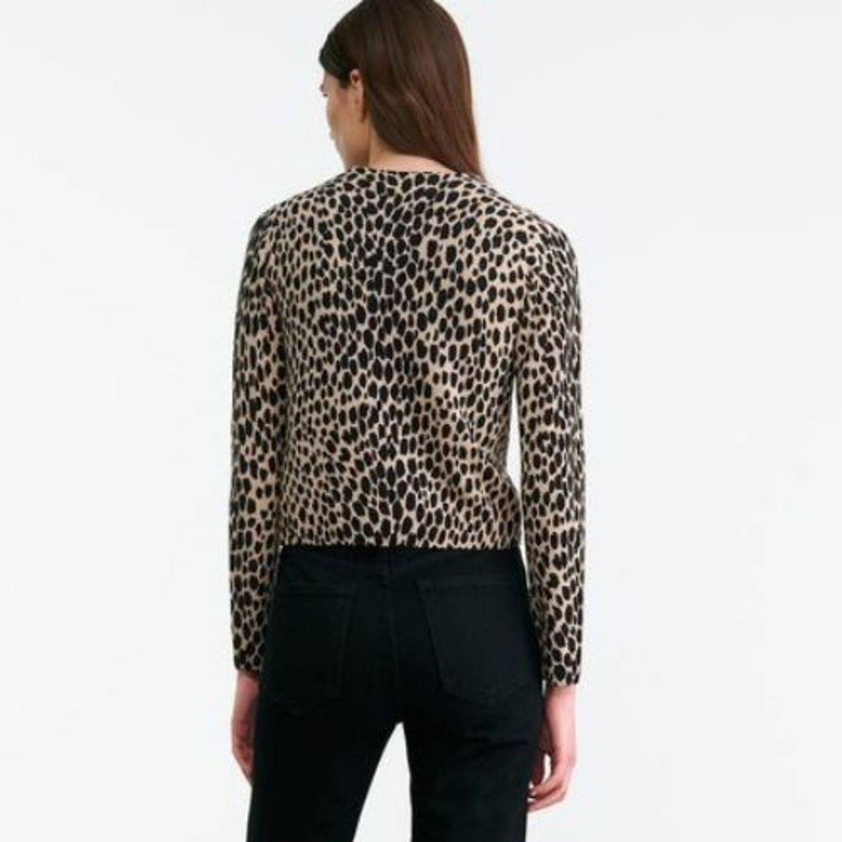 Nili Lotan - Keelah Cardigan in pebblegrey heather black cheetah