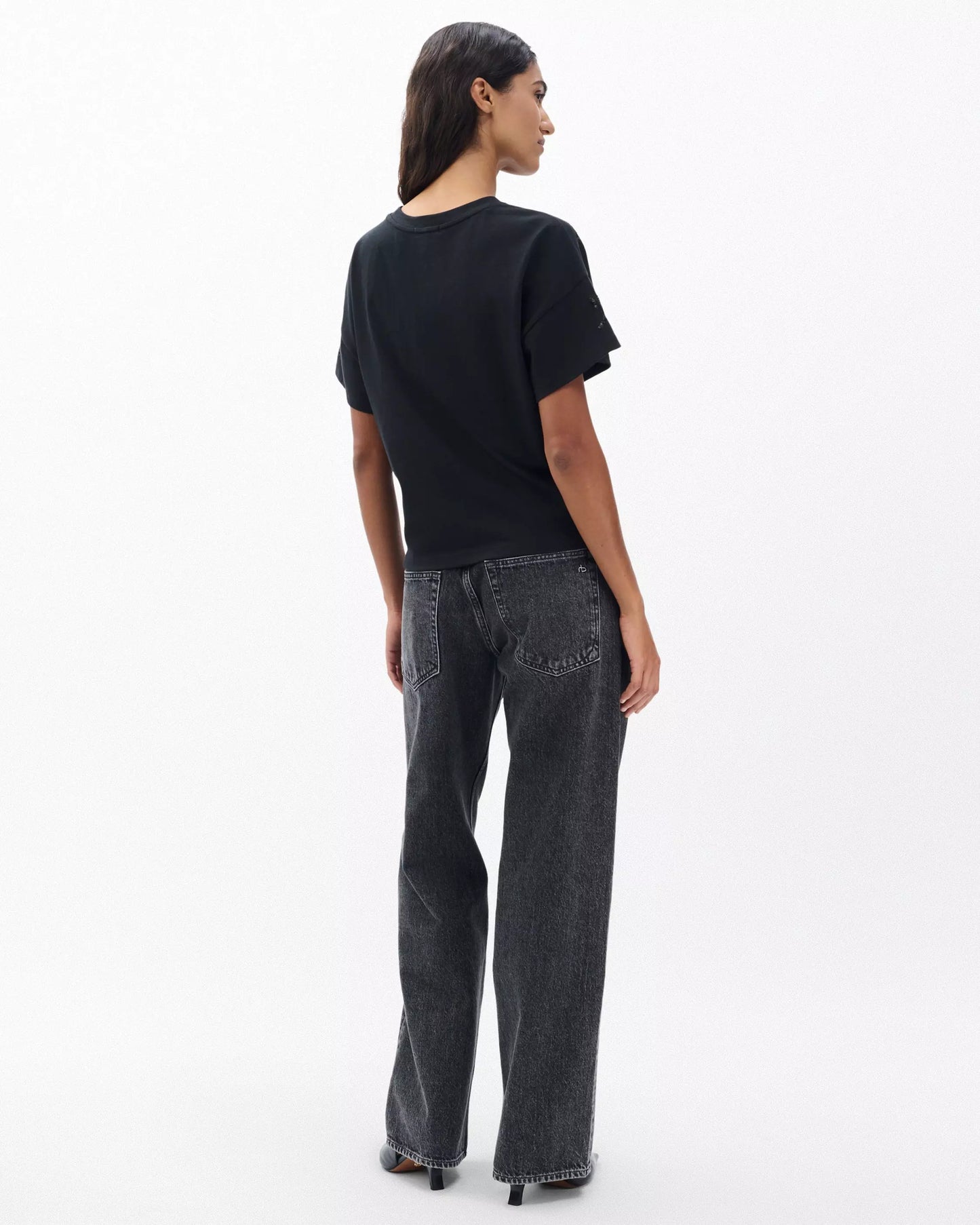 Rag & Bone - Boxy Beaded Floral Kelly Tee in black