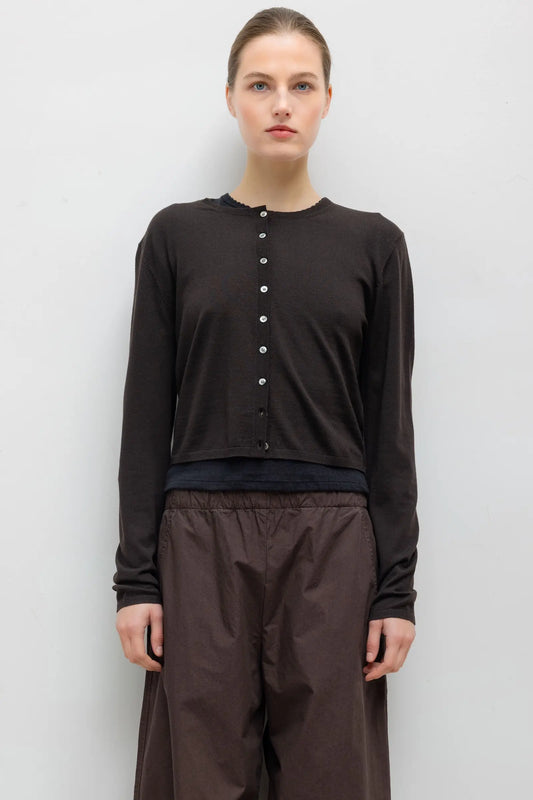 Leset - James crew cardigan in chocolate brown
