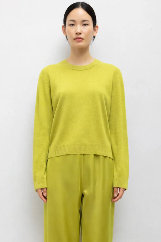 Leset - Jesse Classic crew sweater in Chartreuse