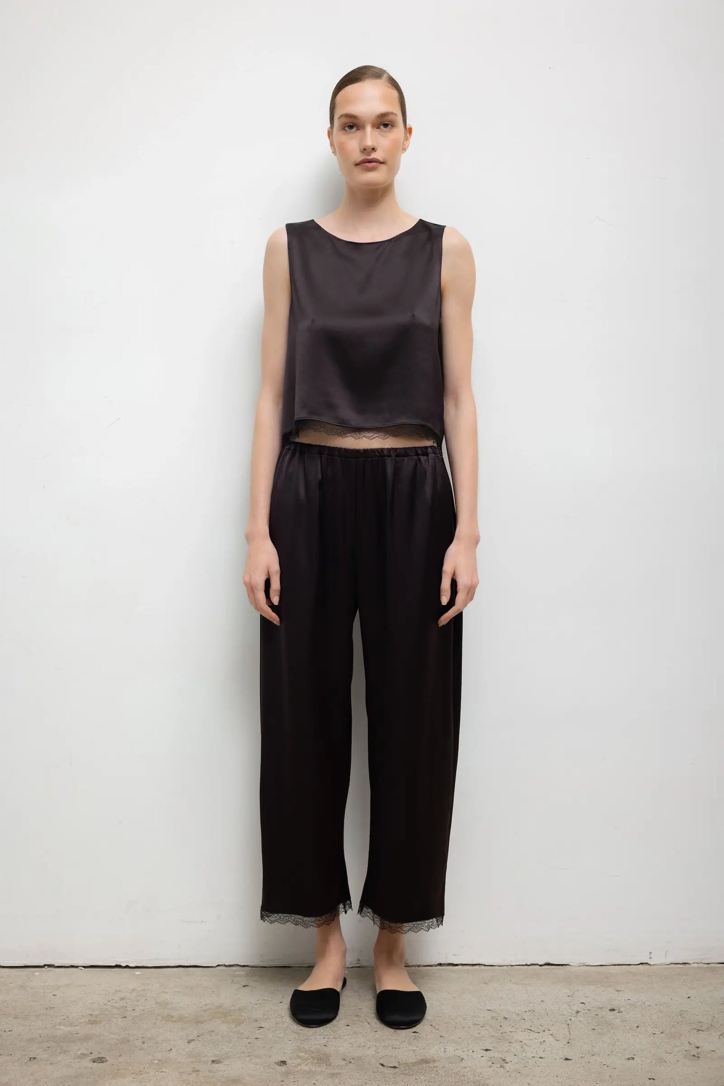Leset - Barb Lace Crop Pant in Chocolate